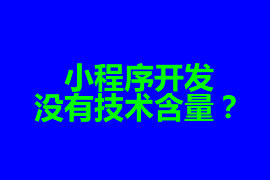 小程序開發(fā)沒(méi)有技術(shù)含量？