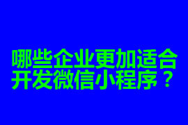 哪些企業(yè)更加適合開發(fā)微信小程序？